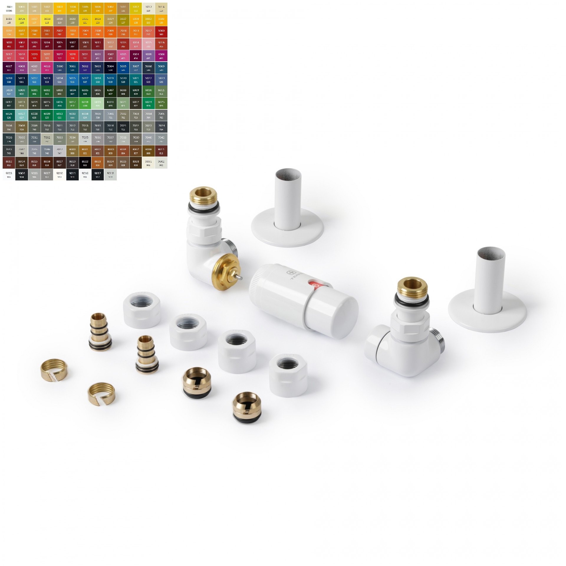 Terma Winkeleck Thermostatventil-Set, Anschlussset, Thermostat, alle Farben
