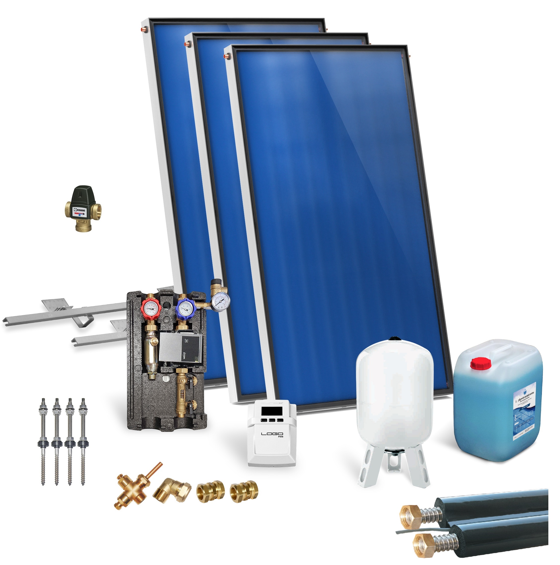 Solarpaket AMX 2.38 2,38- 14,28m² komplett, Solarthermie, Flachkollektor ohne Speicher