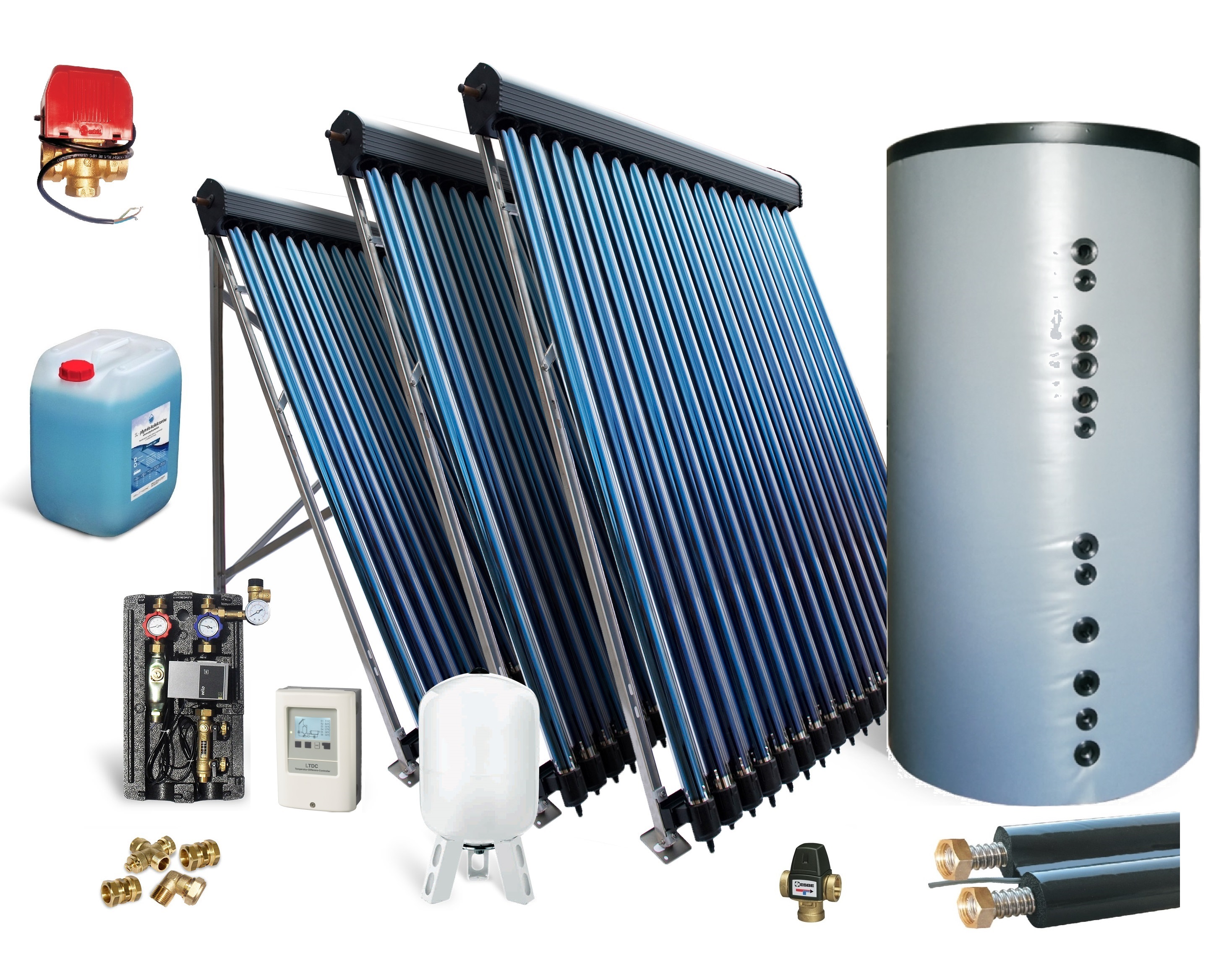 Solarpaket HU HP22/30 7,22- 29,34m² komplett, Solarthermie, Röhrenkollektor mit Speicher
