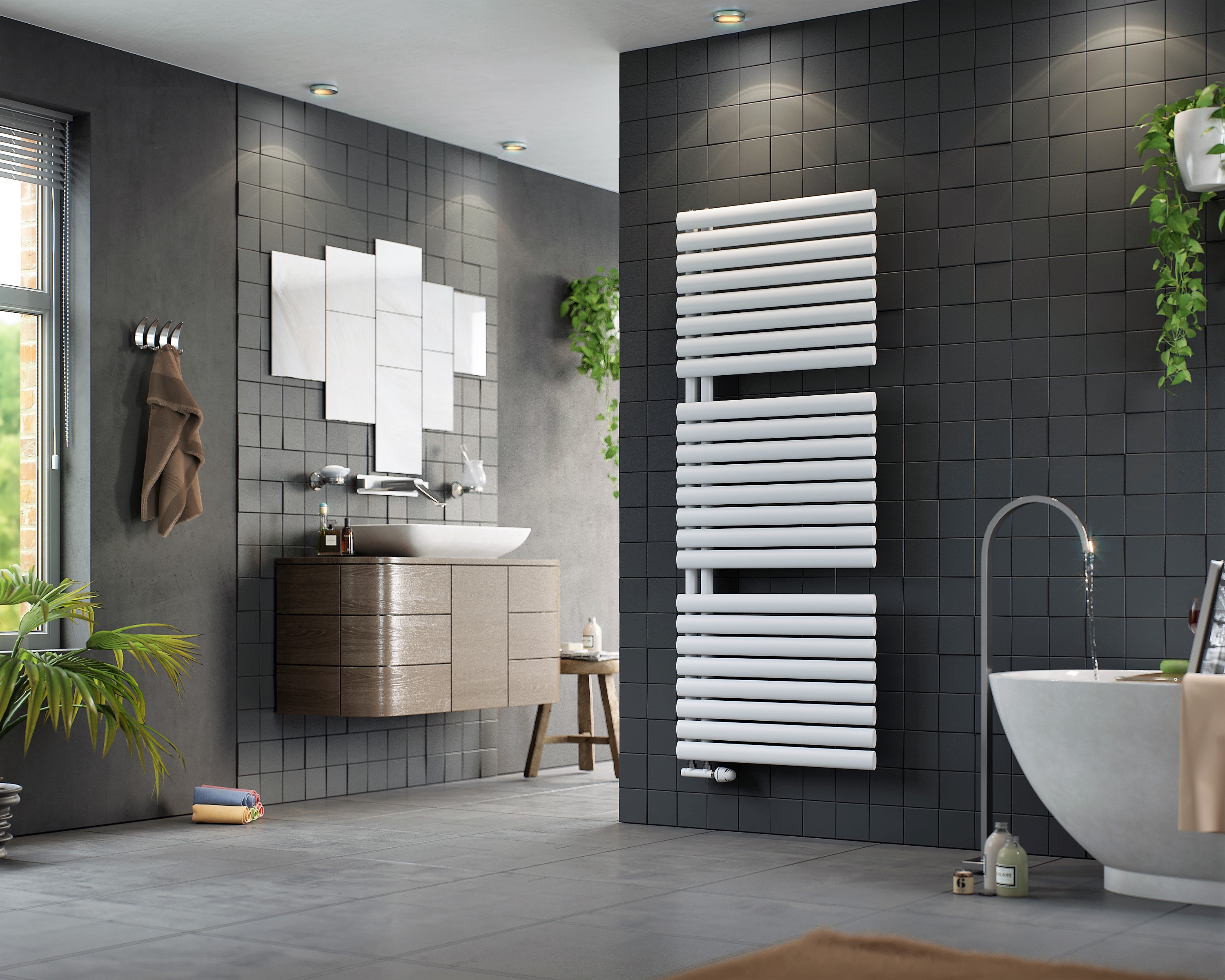 Corpotherma Design Badheizkörper, Handtuchtrockner Forte Up, 50mm Anschluss, viele Größen & Farben