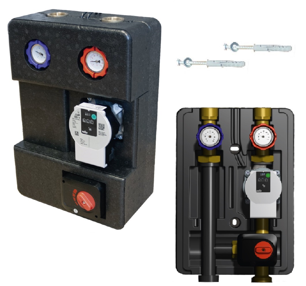 Pumpengruppe GPO S mit Mischer + Motor DN20/ DN25 mit Wilo Pumpe inkl. Isolierung